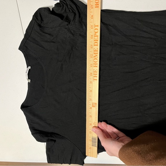 Reformation Jeans Black Ribbed Knit Dress Front Slit Large Q2 - Picture 7 of 7